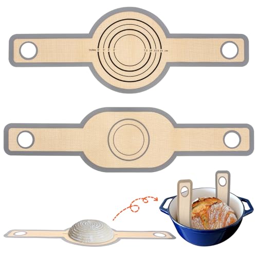 Silikonmatte Backen für Dutch Oven, 2 PCS Backmatte Silikon Brot Backen Zubehör, Lange Griffe Teigmatte, Wiederverwendbare Backunterlage für Teig Silikonmatte Backen für Dutch Oven, 2 PCS Backmatte Silikon Brot Backen Zubehör, Lange Griffe Teigmatte, Wiederverwendbare Backunterlage für Teig von Kunoli