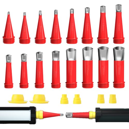 22 Stück Kartuschenspitzen Silikonspritze Aufsätze, Edelstahl Düse Silikon Anzug, Universal Integrated Silikondüsen Tool Kit für Fugenfüller, Glaskleber, für Fenster Badezimmer, Silikonfugen Set von Kunoli
