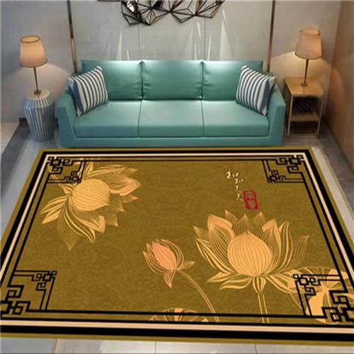 Kunsen 300X400CM Teppich Ankleidezimmer Wohnzimmerdekoration im pastoralen Stil, kurzer Flor, pflegeleicht und rutschfest Schlafzimmer Teppich Gelb Teppich Bodenschutzmatte Teppich von Kunsen