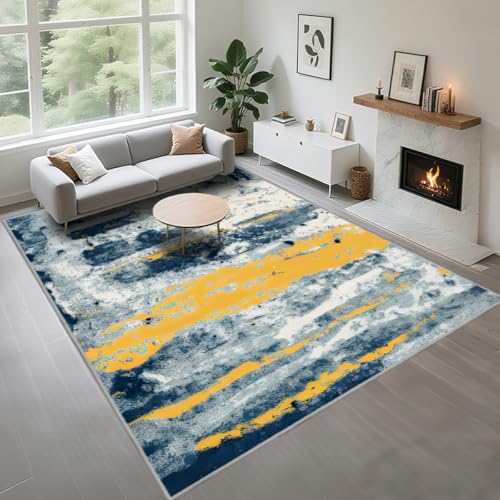 Kunsen Anti-Rutsch Vorraum Teppich 200X260Cm Blau, Gelb, Kurzflor Abstrakte Muster Werden Im Wohnzimmer Und Im Schlafzimmer Von Jugendlichen Verwendet von Kunsen
