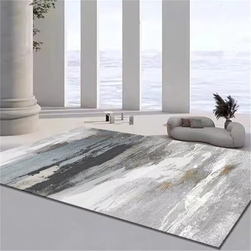 Kunsen Antirutsch Teppich Dekoration Teenager mädchen Zimmer Grau Waschbares abstraktes Design für Jugendzimmer und Flure 200x300CM bettvorleger Schlafzimmer rutschfest von Kunsen
