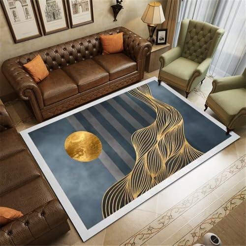 Kunsen Area Rugs 200X290CM Blau Gelbe waschbare Streifenmuster Wohnzimmerdekoration Schlafzimmer Teppich Läufer XXL Kunsen Area Rugs 200X290CM Blau Gelbe waschbare Streifenmuster Wohnzimmerdekoration Schlafzimmer Teppich Läufer XXL von Kunsen