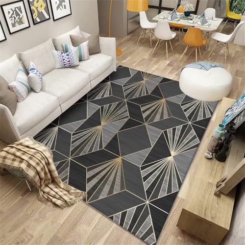 Kunsen Baby Teppich Mädchen 300X400CM Grau Schwarz Rutschfester und schmutzabweisender geometrischer Muster-Wohnzimmerflur Wohnzimmers Teppichs Waschbar rutschfest Kunsen Baby Teppich Mädchen 300X400CM Grau Schwarz Rutschfester und schmutzabweisender geometrischer Muster-Wohnzimmerflur Wohnzimmers Teppichs Waschbar rutschfest von Kunsen