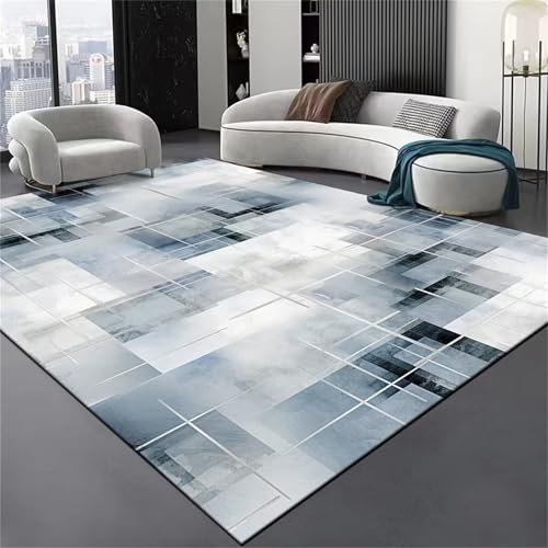 Kunsen Babyzimmer Teppich Kinder Zimmer Blau, Grau Waschbares abstraktes Design für Jugendzimmer und Flure 160x280CM küche von Kunsen