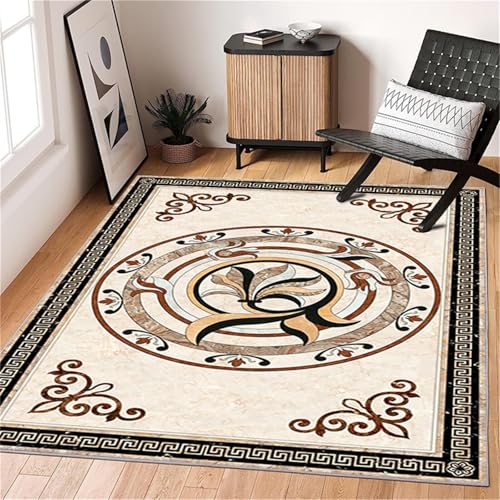 Kunsen Badezimmerteppich kinderspielteppich Beige Einfach zu pflegendes, Retro-inspiriertes Muster für Wohnzimmer und Flur 50x80CM kuscheliger Teppich von Kunsen