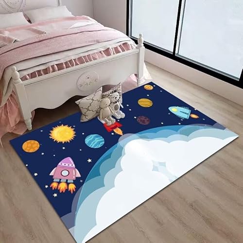 Kunsen Balkon Teppich wasserfest wohnungs deko moderner Stil Cartoon-Muster Schlafzimmer Teppich blau Kinderzimmer Zubehör Wird Nicht allergisch Sein kinderzimmer teppiche mädchen 70x140cm von Kunsen