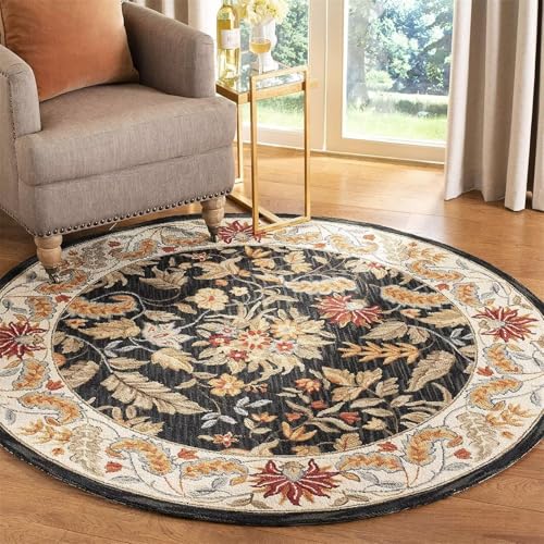 Kunsen Balkonteppich 120x120cm Schwarz, Beige Weiches, rutschfestes, retroes Blumenmuster für das Wohnzimmer und Bett Teppich Designer Teppiche Kunsen Balkonteppich 120x120cm Schwarz, Beige Weiches, rutschfestes, retroes Blumenmuster für das Wohnzimmer und Bett Teppich Designer Teppiche von Kunsen