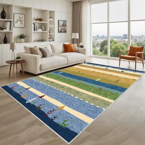 Kunsen Beschädigt Den Boden Nicht Wohnzimmer Teppich Blau Grün 100X200Cm Gummiunterseite Vintage-Blumen Für Den Flur des Kinderzimmers Kunsen Beschädigt Den Boden Nicht Wohnzimmer Teppich Blau Grün 100X200Cm Gummiunterseite Vintage-Blumen Für Den Flur des Kinderzimmers von Kunsen