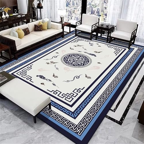 Kunsen Camping Teppich 50X80CM Blau Waschbares Wohnzimmer mit orientalischem Blumenmuster Mädchen Jugendzimmer Outdoor von Kunsen