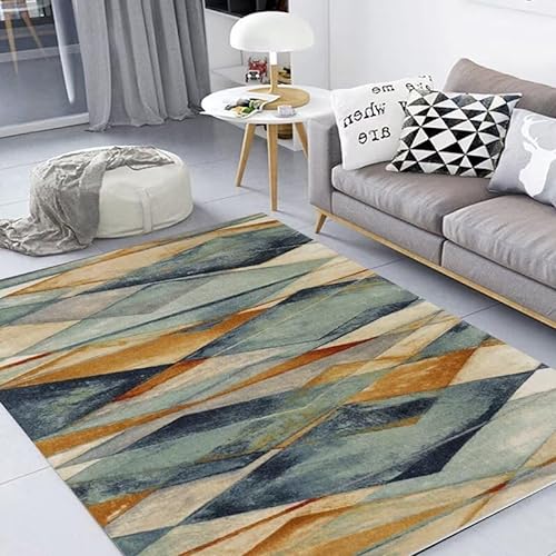 Kunsen Carpet Relax Teppich Moderne Geometrie Wohnzimmer Kurzes Haar Waschbar, Bequem und Sicher Teppich für kinderzimmer Mehrfarbig waschbarer Teppich 50X80CM von Kunsen
