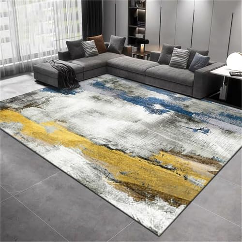 Kunsen Decoration Bedroom kurzflor Teppich Gelb, Grau, Blau Waschbares abstraktes Design für Jugendzimmer und Flure 40x60CM küche waschbar rutschfest von Kunsen