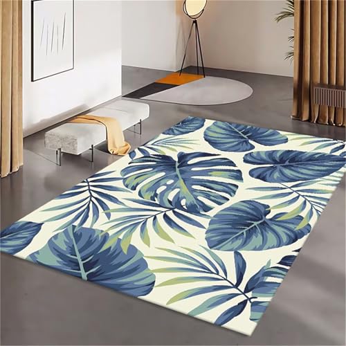Kunsen Deko Büro küchenteppich läufer waschbar Blau Grau-schwarzes, schmutzabweisendes und langlebiges, abstraktes, geometrisches Wohnzimmer 50x80CM Kinder Zimmer Teppich von Kunsen
