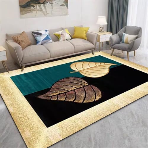 Kunsen Designer Teppich 60X90CM Schwarz Blaue und gelbe rutschfeste schmutzabweisende Blättermuster-Dekoration für das Wohnzimmer kinderzimmerteppich Läufer Waschbar Kunsen Designer Teppich 60X90CM Schwarz Blaue und gelbe rutschfeste schmutzabweisende Blättermuster-Dekoration für das Wohnzimmer kinderzimmerteppich Läufer Waschbar von Kunsen
