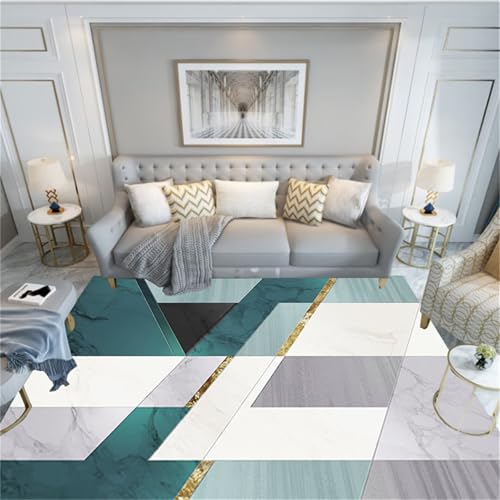 Kunsen Esszimmer Teppich abwaschbarer Blau Lichtechtes, abstraktes Streifenmuster für Wohnzimmer 50x80CM bürostuhl Kunsen Esszimmer Teppich abwaschbarer Blau Lichtechtes, abstraktes Streifenmuster für Wohnzimmer 50x80CM bürostuhl von Kunsen