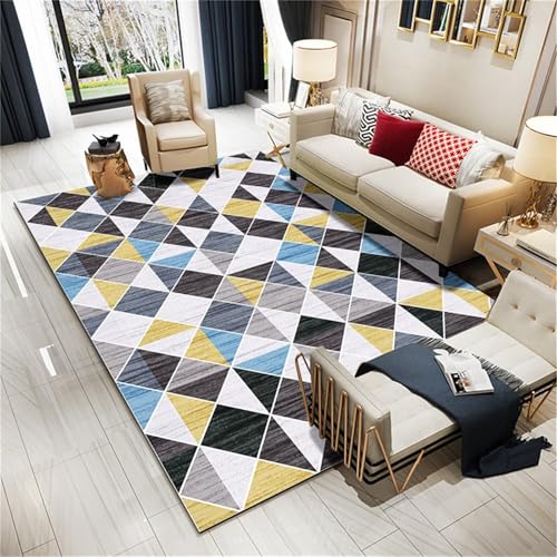 Kunsen Fell Teppiche Für Schlafzimmer küchen läufer Blau, Grau, Gelb Waschbare Moderne geometrische Muster das Wohnzimmer und von Jugendlichen 150x200CM kinderspielteppic Kunsen Fell Teppiche Für Schlafzimmer küchen läufer Blau, Grau, Gelb Waschbare Moderne geometrische Muster das Wohnzimmer und von Jugendlichen 150x200CM kinderspielteppic von Kunsen