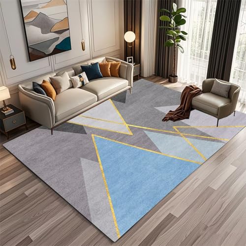 Kunsen Fußmatte Schmal 60X90CM grau Teppichs Schlafzimme Kinderteppiche Klein blau goldgelb unverformt modern Streifen haarlos von Kunsen