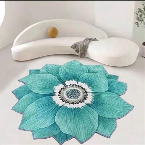 Kunsen Fußmatten Innen Waschbar rutschfest Bleu 60x60CM, Teppich klein Motifs floraux modernes for Ankleidezimmer,Mädchenzimmer von Kunsen