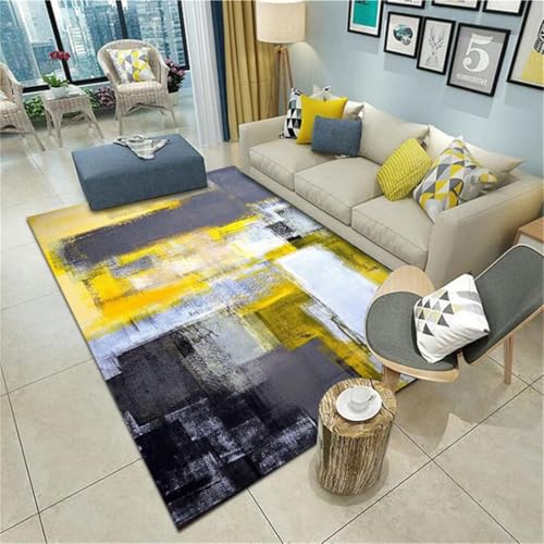 Kunsen Gamer Teppich Jungen Teppich unter esstisch Waschbar Gelb 160X200CM von Kunsen
