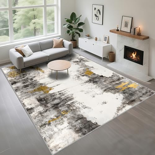 Kunsen Gemütlich Bettvorleger Schlafzimmer Teppich 170X230Cm Gräulich, Kurzflor Abstrakte Muster Werden Im Wohnzimmer, Schlafzimmer Und Am Bett Verwendet von Kunsen