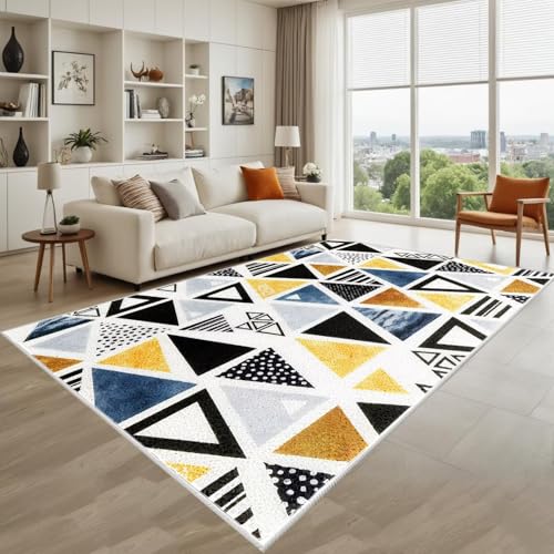 Kunsen Gemütlich Wohnzimmer Teppichboden Gelb, Grau, Blau 140X200Cm Kurzflor Moderne Geometrie Für Flurbüros Kunsen Gemütlich Wohnzimmer Teppichboden Gelb, Grau, Blau 140X200Cm Kurzflor Moderne Geometrie Für Flurbüros von Kunsen