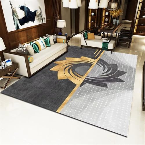 Kunsen Kinder Teppich Mädchen 200X260CM grau Pflegeleichtes gelbes geometrisches Wohnzimmer Carpet Living Room Kinderteppich Klein von Kunsen