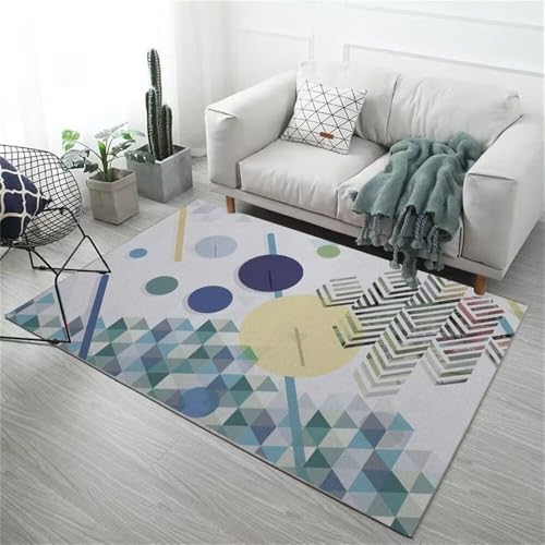 Kunsen Kinder Teppich deko Schlafzimmer Wohnzimmerteppich blau gelb Farbschema pflegeleicht 40X60CM von Kunsen