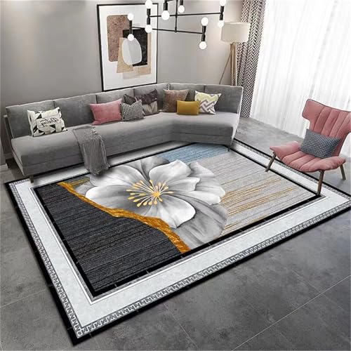 Kunsen Kinder Zimmer Teppich Wohnzimmer Couch Grau rutschfeste Moderne Druckmuster für und Büro 160x200CM Flur deko von Kunsen