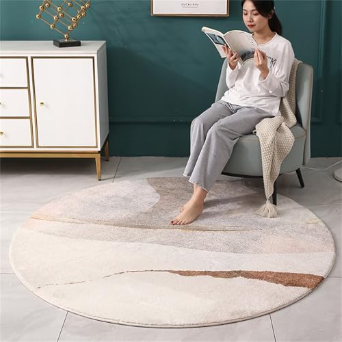 Kunsen Kinderteppich 120x120cm Beige Weich, komfortabel, modern und minimalistisch, geeignet für Wohnzimmer Schlafzimmer Waschbare Teppiche In Waschmaschine cool Waschbarer Teppich von Kunsen