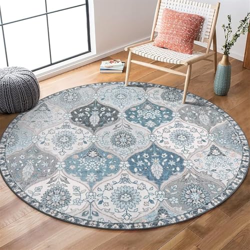 Kunsen Kinderteppich Waschbar 80x80cm Blau Weiches, rutschfestes, retroes Blumenmuster für das Wohnzimmer und Bett kann angepasst Werden Teppich Heimmatte Kunsen Kinderteppich Waschbar 80x80cm Blau Weiches, rutschfestes, retroes Blumenmuster für das Wohnzimmer und Bett kann angepasst Werden Teppich Heimmatte von Kunsen