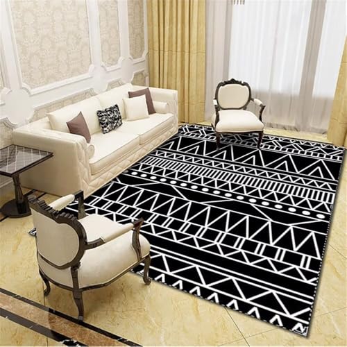 Kunsen Kinderzimmer Teppiche Jungs 160X200CM Schwarz Rutschfester und schmutzabweisender moderner Flur mit geometrischem Muster Kinder Teppich Kind von Kunsen
