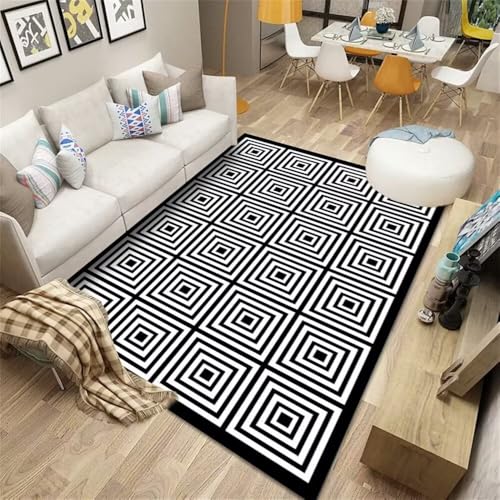 Kunsen Kunstdesign Wohnzimmerteppich 300X400CM Schwarz Rutschfestes und langlebiges modernes Wohnzimmer mit geometrischem Muster Kinder Teppich Mädchen Für Balkon Kunsen Kunstdesign Wohnzimmerteppich 300X400CM Schwarz Rutschfestes und langlebiges modernes Wohnzimmer mit geometrischem Muster Kinder Teppich Mädchen Für Balkon von Kunsen