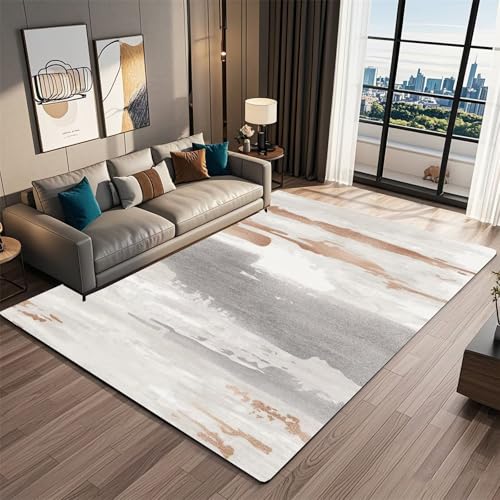 Kunsen Kuscheliger Teppich Grau Waschbares abstraktes Design für Jugendzimmer und Flure 80x120CM von Kunsen