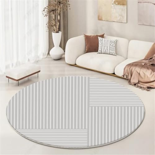Kunsen Langer Teppich Flur 160x160cm Grau Einfach zu pflegendes modernes Streifendesign für Wohnzimmer und Schlafzimmer Esstisch Bodenmatte von Kunsen