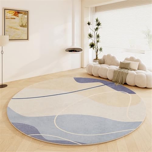 Kunsen Mädchen Kinderzimmer Teppich 80x80cm Blau Waschbare Moderne Streifenmuster für Wohnzimmer und Schlafzimmer Area Rugs Jugendzimmer von Kunsen