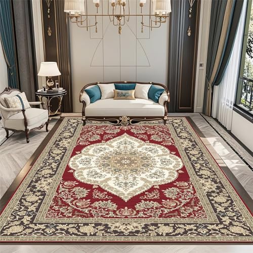 Kunsen Mädchen Teppich Kinderzimmer 50X80CM Rot Designer XXL Small Schmutzabweisende und Pflegeleichte Retro-Fußmatte mit Blumenmuster von Kunsen
