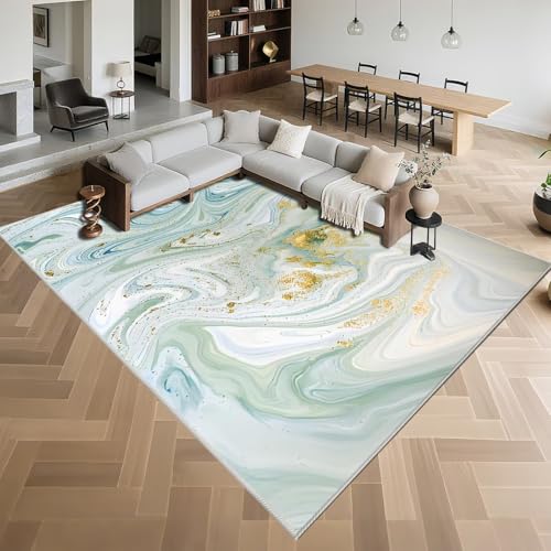 Kunsen Mintgrün Abstrakt Teppich Wohnzimmer 120x200cm,Waschbarer Rutschfester Teppiche für Schlafzimmer,Balkon,Flur von Kunsen