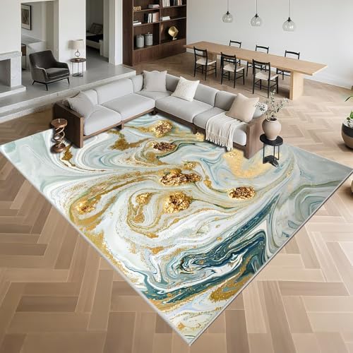 Kunsen Mintgrün Abstrakt Teppich Wohnzimmer 60x90cm,Waschbarer Rutschfester Teppiche für Schlafzimmer,Wohnungs,Vorzimmer von Kunsen