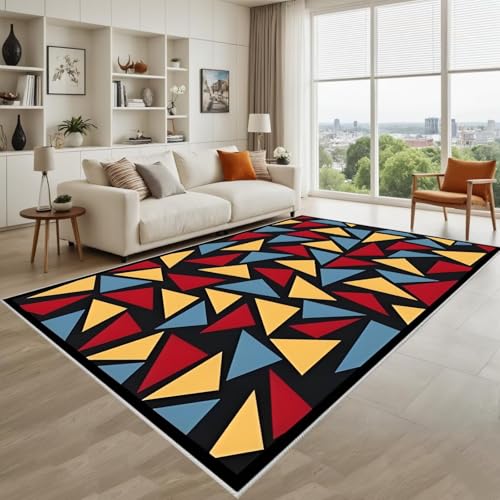 Kunsen Nicht Verblassen Dywany Do Salonu Rot, Blau, Gelb 90X190Cm Kurzflor Moderne Geometrie Für Teenager-Schlafzimmerflure von Kunsen