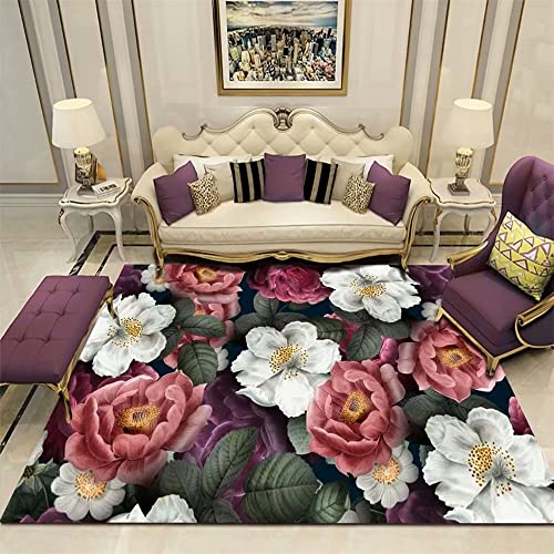 Kunsen Outdoorteppich Rose Flower 3D Korridor schlafzimmerteppich Farbe kuschelige teppiche Schallabsorbierend60x90CM von Kunsen