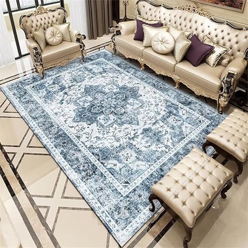 Kunsen Pflegeleicht Büro Teppich 120X180Cm Blauer, Kurzflor Vintage-Blumen Kunsen Pflegeleicht Büro Teppich 120X180Cm Blauer, Kurzflor Vintage-Blumen von Kunsen