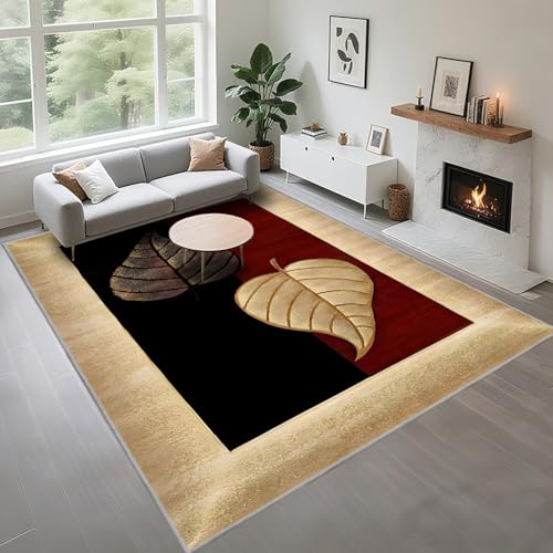 Kunsen Pflegeleicht Carpets for Living Room 170X230Cm Rot Schwarz, Kuschelig Weich Blattmuster Für Esszimmer Schlafzimmer Flur Kunsen Pflegeleicht Carpets for Living Room 170X230Cm Rot Schwarz, Kuschelig Weich Blattmuster Für Esszimmer Schlafzimmer Flur von Kunsen