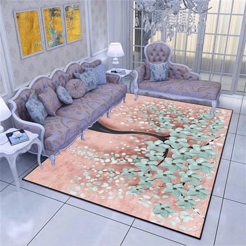 Kunsen Room Decor Teenager Teppich Kinder Zimmer für Jungs Teppich super luxuriös Moderner Teppich grau floral rosa mit Restaurantteppich waschbar tepiche für Schlafzimmer 70x140cm von Kunsen