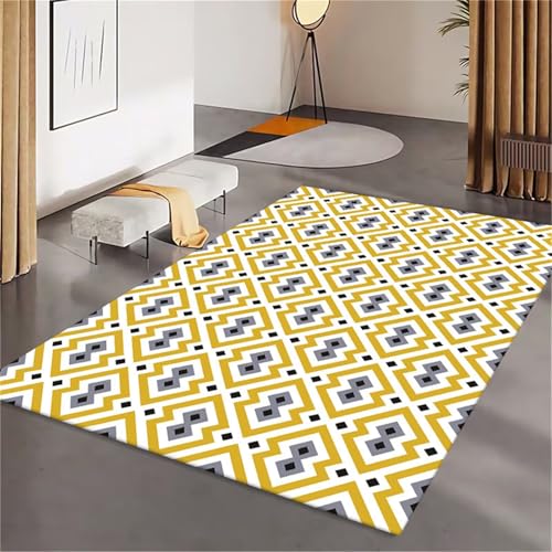 Kunsen Schöne Deko kinderteppich Rot Gelbes, luxuriöses Wohnzimmer mit Blumenmuster 160x280CM sitzecke von Kunsen