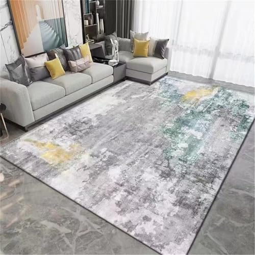 Kunsen Sitzecke Kinderzimmer waschbare teppiche Blau-Grau Pflegeleichte Kreismusterdekoration für das Wohnzimmer 120x180CM Raum deko von Kunsen