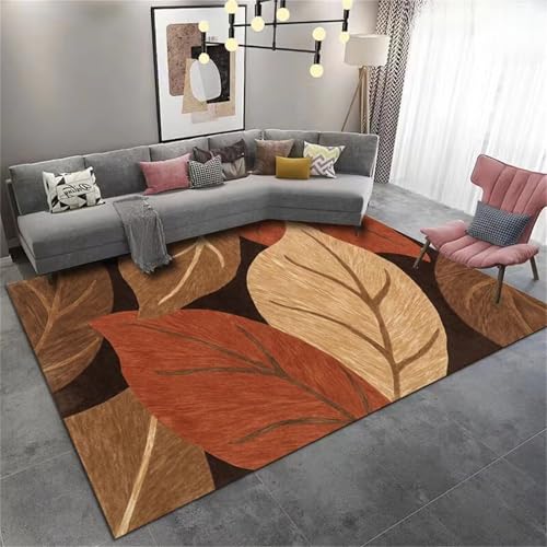 Kunsen Sitzecke Küche teppichvorleger Braun Leicht zu pflegende Blattmuster für Wohnzimmer und Flur 200x300CM Wohnung Dekoration von Kunsen