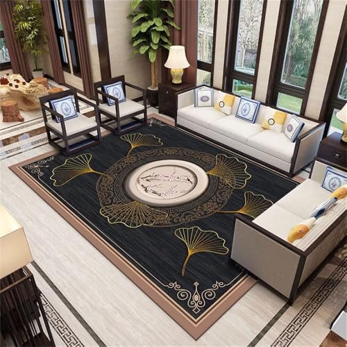 Kunsen Tatami Matte 180X200CM Schwarz Chinesischen Stil Druck Design Anti-rutsch Anti-fouling Wohnzimmer Carpet Relax Teppich pflegeleicht von Kunsen