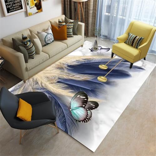 Kunsen Teppich Ankleidezimmer 200X290CM Blau Graue, Bequeme und langlebige Kinderzimmerdekoration mit Federdesign Pflegeleicht Designer von Kunsen