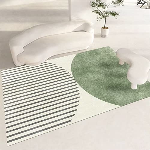 Kunsen Teppich Bürostuhl Geeignet grün Teppich vorzimmer Teppich Bad Wohnzimmerteppich grün minimalistisch gestreift moderner Teppich strapazierfähig 140X200CM Zimmer Teppich XXL Teppich von Kunsen