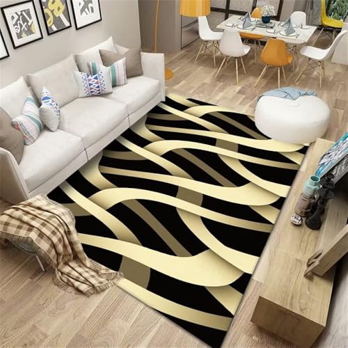 Kunsen Teppich Dünn 300X400CM Schwarz Pflegeleichtes gelbes abstraktes Streifendesign Jungen Jugendzimmer elegant Wohnzimmer möbel Kunsen Teppich Dünn 300X400CM Schwarz Pflegeleichtes gelbes abstraktes Streifendesign Jungen Jugendzimmer elegant Wohnzimmer möbel von Kunsen