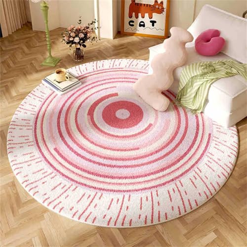 Kunsen Teppich Dünn 60x60cm Rosa Weiches, langlebiges modernes Streifendesign für das Wohnzimmer und Schlafzimmer am Bettrand minimalistisches Design Kleiner flauschig von Kunsen